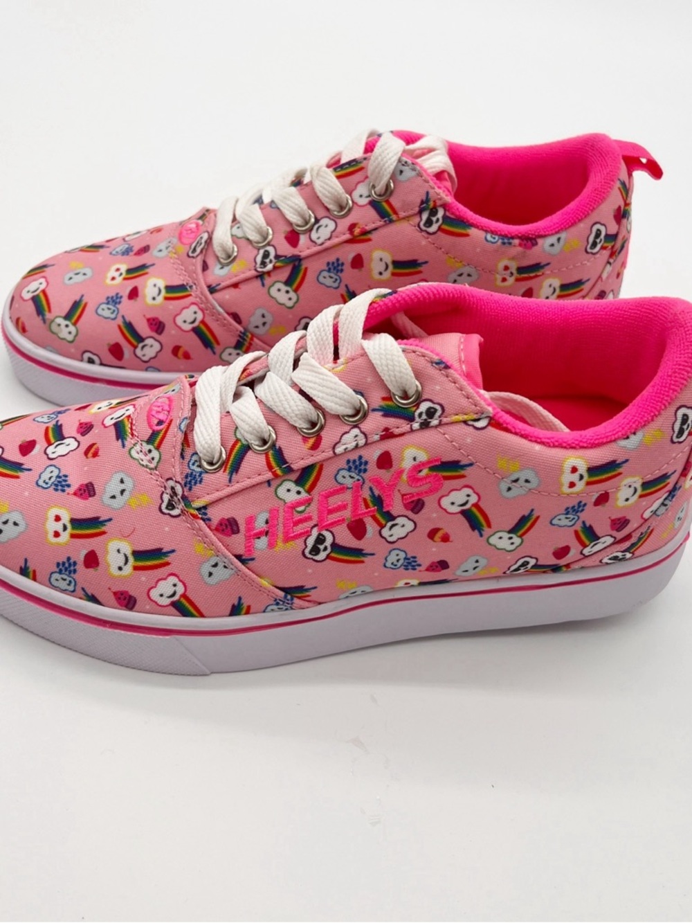 Heelys Kids Big Girls 6 Pink Rainbow Cloud Print Sneakers